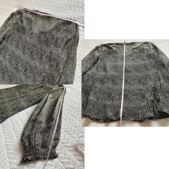 NWOT Fransa Plisse Black/Cream Abstract Print Long Sleeve Blouse Size L - Picture 12 of 17